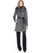 SOIA & KYO Asia-F4 Grey Winter Wool Coat With Hood - Lyst