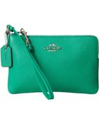 Coach Box Program Txt Leather Small L-zip Wristlet - Lyst