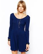Asos Rib Playsuit with Long Sleeves - Lyst