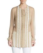 Valentino Lace-Trimmed Silk Top - Lyst