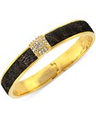 Vince Camuto Gold-Tone Leather Pavé Stud Hinge Bangle Bracelet - Lyst