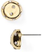 T Tahari Crystal Button Dome Earrings - Lyst