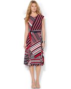 Lauren by Ralph Lauren Petite Cap-Sleeve Geo-Print Dress - Lyst
