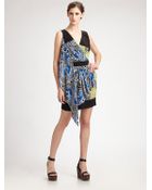 BCBGMAXAZRIA Floral Silk Asymmetrical Wrap Dress - Lyst