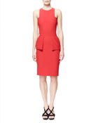 Alexander McQueen Leaf Crepe Halter Dress With Peplum - Lyst