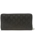 Gucci Black Gg Crystal Canvas Zip Continental Wallet - Lyst
