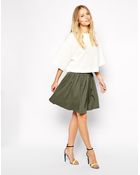 Asos Full Skater Skirt In Ponte With Deep Pleats - Lyst
