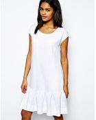 Love Moschino Drop Waist Dress in Brushed Linen - Lyst