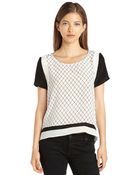 Aryn K. Black And White Silk Woven Lattice Print Top - Lyst