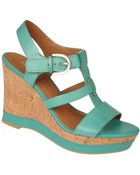 Franco Sarto Sonoma Leather Strappy Wedge Sandals - Lyst