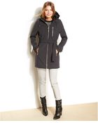 Calvin Klein Hooded Belted Soft Shell Coat - Lyst