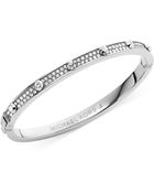 Michael Kors Silver-Tone Crystal Hinge Bangle Bracelet - Lyst