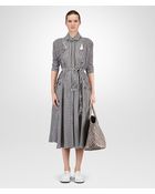 Bottega Veneta Dark Navy Bianco Gingham Check Viscose Dress - Lyst