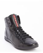 Prada Sport Black Leather High Top Sneakers - Lyst
