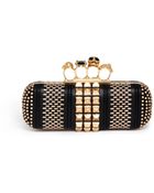 Alexander McQueen Stud Leather Knuckle Skull Box Clutch - Lyst