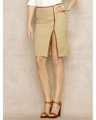 Ralph Lauren Blue Label Leather-Trimmed Chino Skirt - Lyst
