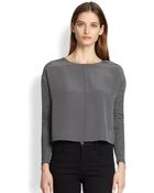 Alice + Olivia Silk Drop-Shoulder Combo Top - Lyst