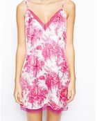 Asos Large Rose Print Night Slip - Lyst