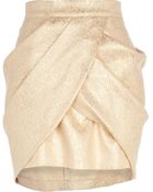 River Island Gold Draped Tulip Mini Skirt - Lyst