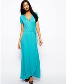 Asos Maxi Dress With Wrap Front - Lyst