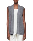 Eileen Fisher Shawl-collar Long Wool Vest - Lyst