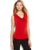 Calvin Klein Petite Sleeveless Cowl-Neck Top - Lyst