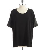 Ivanka Trump Faux Leather Accented Top - Lyst