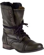Steve Madden Troopa Combat Boot Dark Green Leather - Lyst