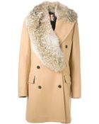 MSGM Fur Lapel Coat - Lyst