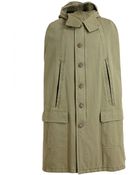 Saint Laurent Cotton Hooded Cape Coat - Lyst