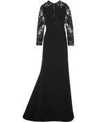 Elie Saab Embellished Tulle-Paneled Crepe Gown - Lyst