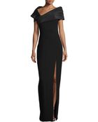 Michael Kors Taffeta Portrait Collar Gown With Slit - Lyst