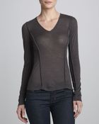 Donna Karan New York Long-Sleeve V-Neck Top - Lyst
