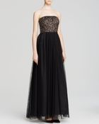 Aidan Mattox Gown - Strapless Beaded Bodice Tulle Skirt - Lyst
