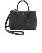 Tory Burch Robinson Mini Double Zip Satchel - Black - Lyst