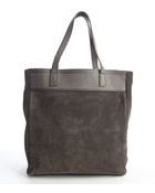 Saint Laurent Slate Grey Suede Studded Tote Bag With Removable Pouch - Lyst