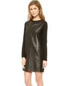 Vince Leather Panel Dress - Black - Lyst