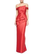 Black Halo Eve La Reina Folded Off-Shoulder Gown - Lyst