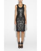 Nicole Miller Embroidered Leather Dress - Lyst