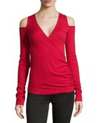Donna Karan New York Long-Sleeve Cold-Shoulder Top - Lyst
