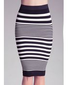 Bebe Striped Midi Skirt - Lyst