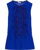 Oscar de la Renta Ruffled Silkchiffon Top - Lyst