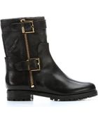 Aerin Black Leather 'Lacy' Buckle Detail Boots - Lyst