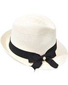 Inverni Straw Hat With Bow With Studded Bow - Lyst