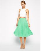 Asos Midi Skirt In Chevron Pleat - Lyst