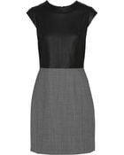 Theory Orinthia Leather And Stretch-Cotton Shift Dress - Lyst