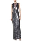 Nicole Miller Allover Sequin Illusion Gown Marine 2 - Lyst