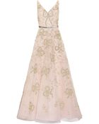 Oscar de la Renta Lamã Bow Embroidered Tulle Gown - Lyst