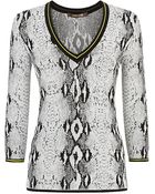 Roberto Cavalli Jacquard Snake V-Neck Sweater - Lyst