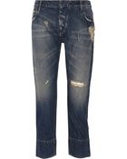 Balmain Distressed Mid-Rise Straight-Leg Jeans - Lyst